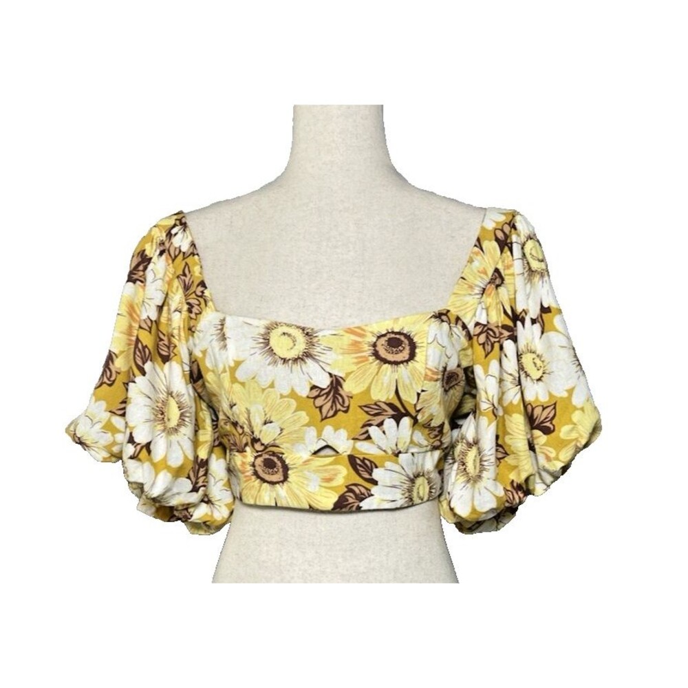 Altar d State NWOT floral womens crop top balloon sleeve M party summer fairy